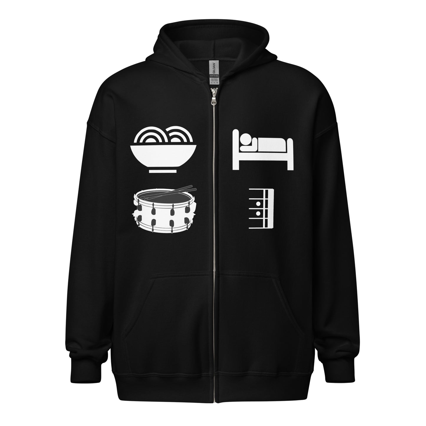 Eat, Sleep, Drum, Repeat Zip Up Hoodie (Unisex)