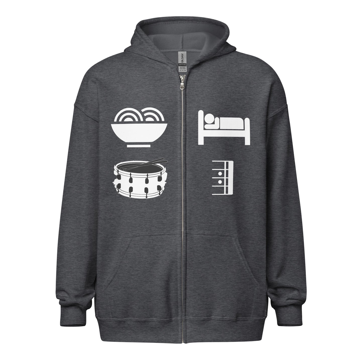 Eat, Sleep, Drum, Repeat Zip Up Hoodie (Unisex)