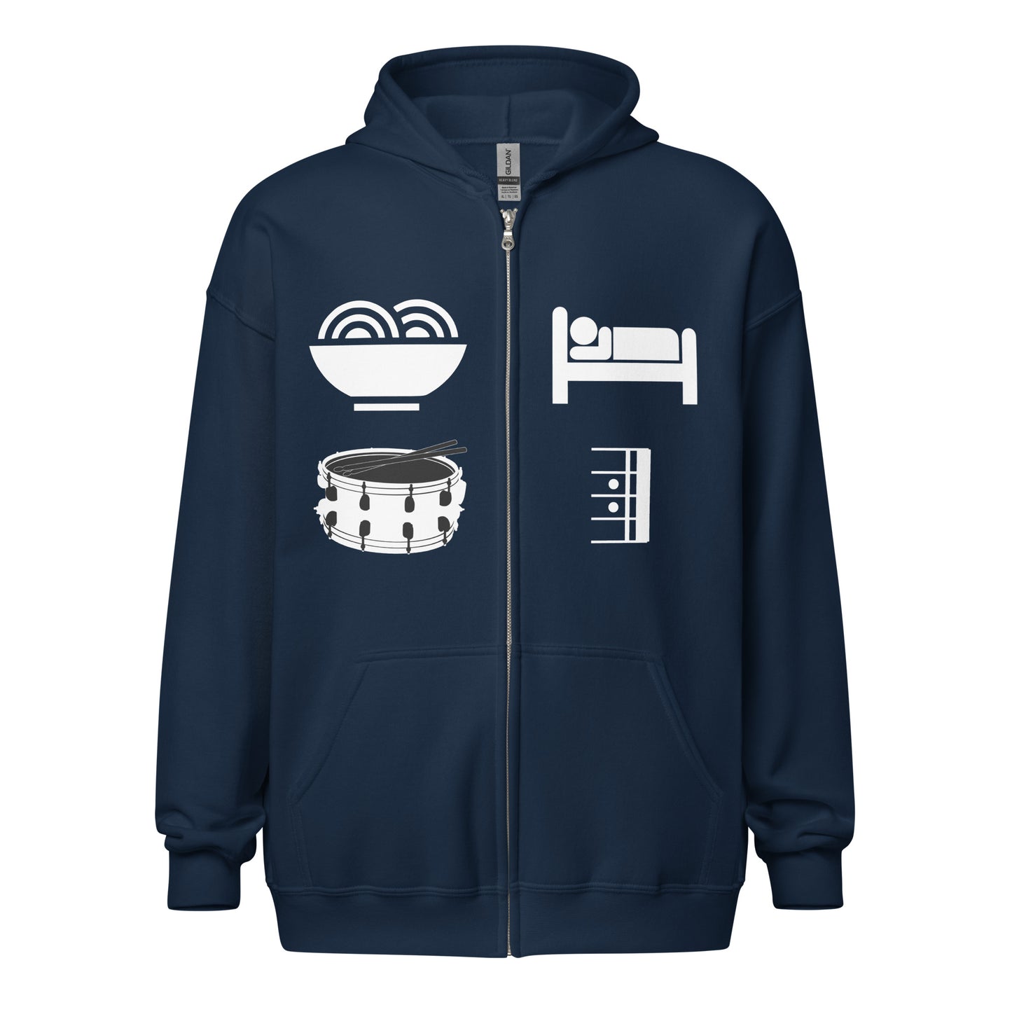 Eat, Sleep, Drum, Repeat Zip Up Hoodie (Unisex)