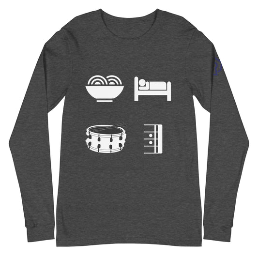 Eat, Sleep, Drum, Repeat Long Sleeve Tee (Unisex)